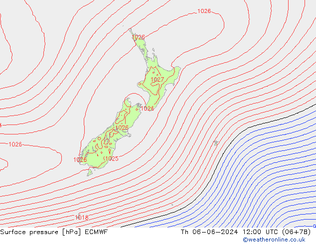 Surface pressure ECMWF Th 06.06.2024 12 UTC