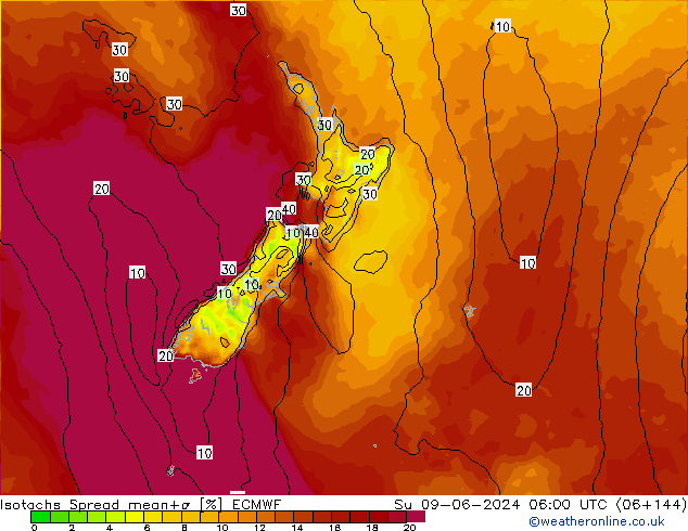 Izotacha Spread ECMWF nie. 09.06.2024 06 UTC