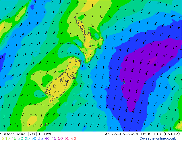 Viento 10 m ECMWF lun 03.06.2024 18 UTC