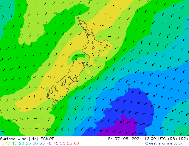 Bodenwind ECMWF Fr 07.06.2024 12 UTC