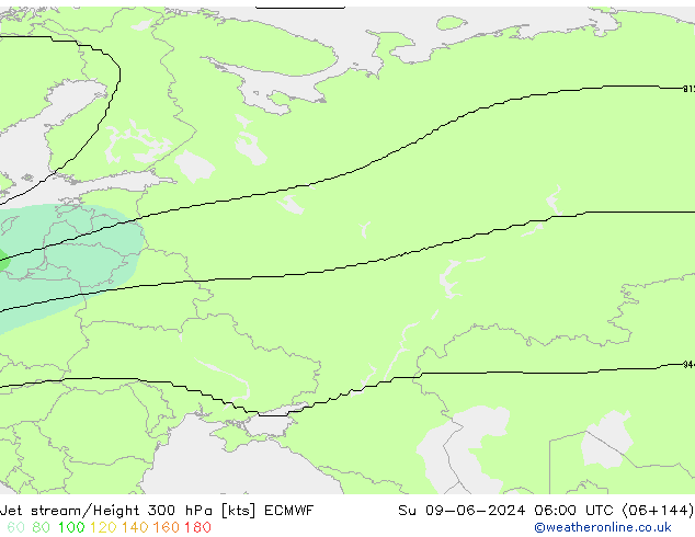 Prąd strumieniowy ECMWF nie. 09.06.2024 06 UTC