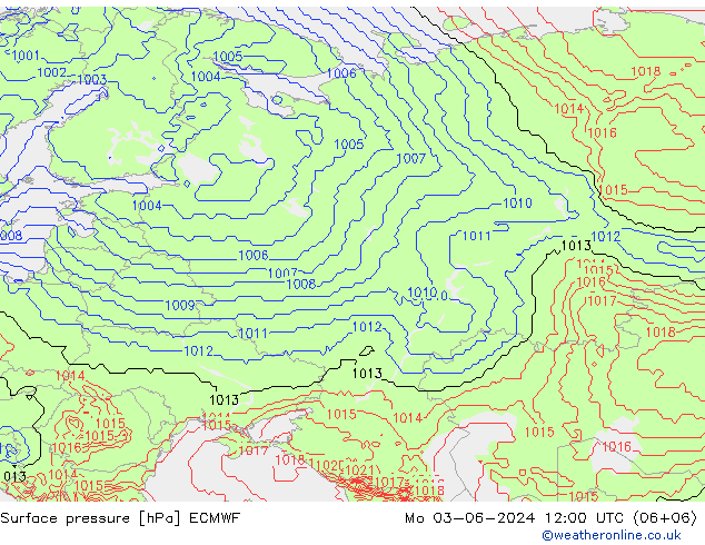 приземное давление ECMWF пн 03.06.2024 12 UTC