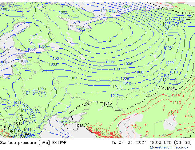 Luchtdruk (Grond) ECMWF di 04.06.2024 18 UTC