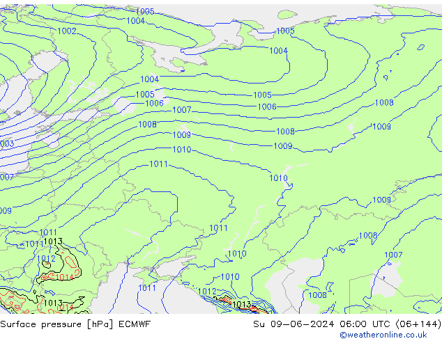 Pressione al suolo ECMWF dom 09.06.2024 06 UTC