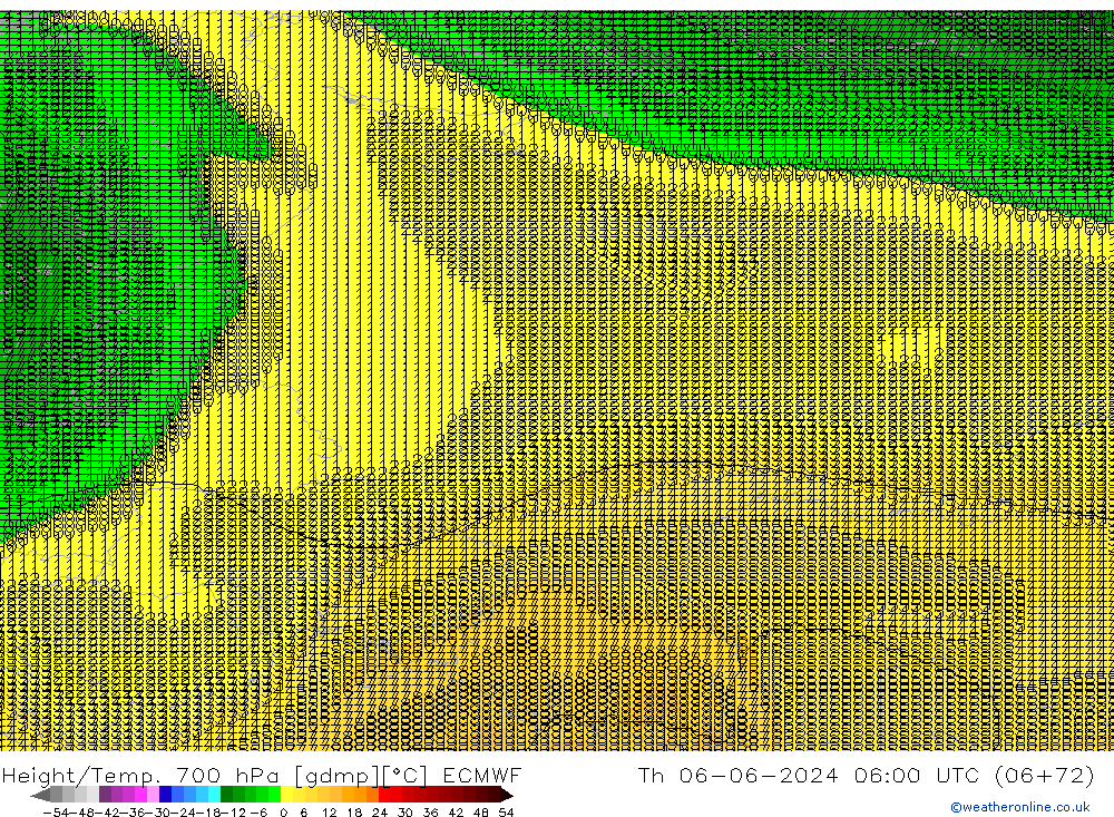 Height/Temp. 700 hPa ECMWF Qui 06.06.2024 06 UTC