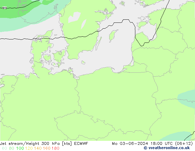 Prąd strumieniowy ECMWF pon. 03.06.2024 18 UTC