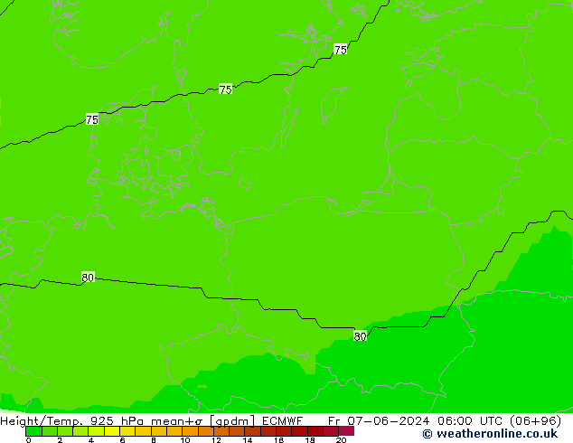 Height/Temp. 925 hPa ECMWF Fr 07.06.2024 06 UTC