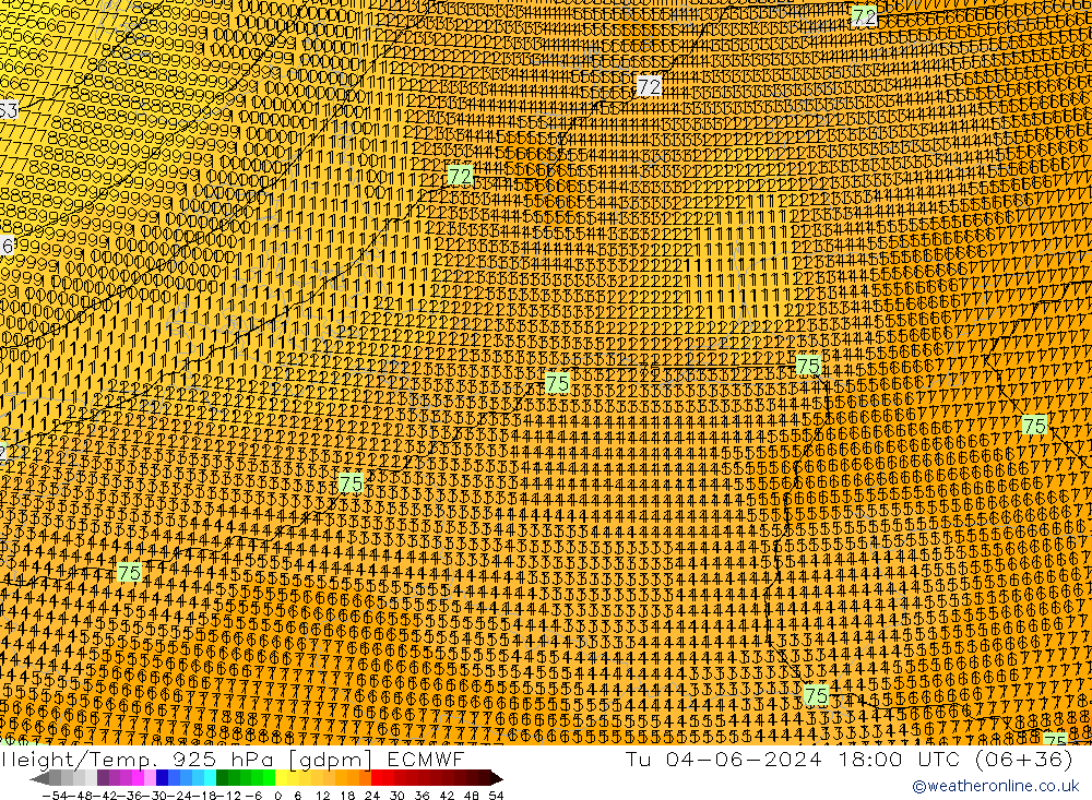 Hoogte/Temp. 925 hPa ECMWF di 04.06.2024 18 UTC