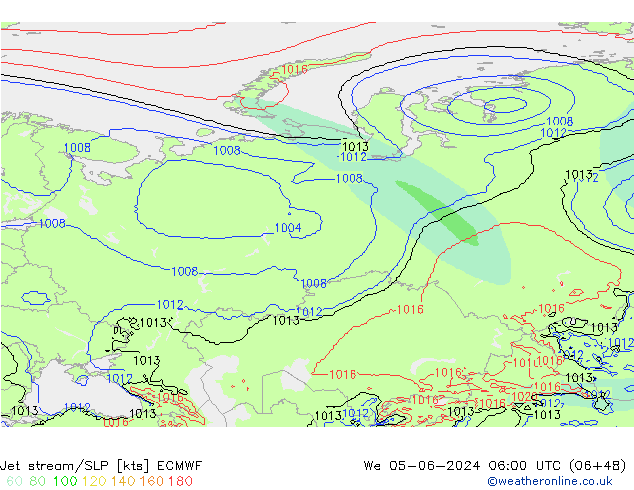 Corriente en chorro ECMWF mié 05.06.2024 06 UTC