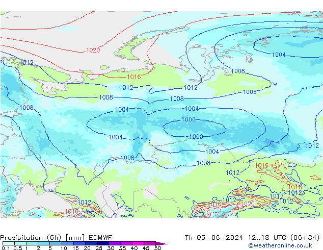 Précipitation (6h) ECMWF jeu 06.06.2024 18 UTC