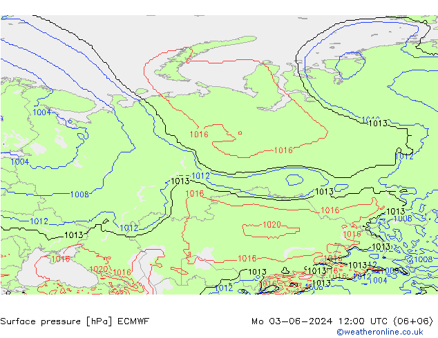 Surface pressure ECMWF Mo 03.06.2024 12 UTC