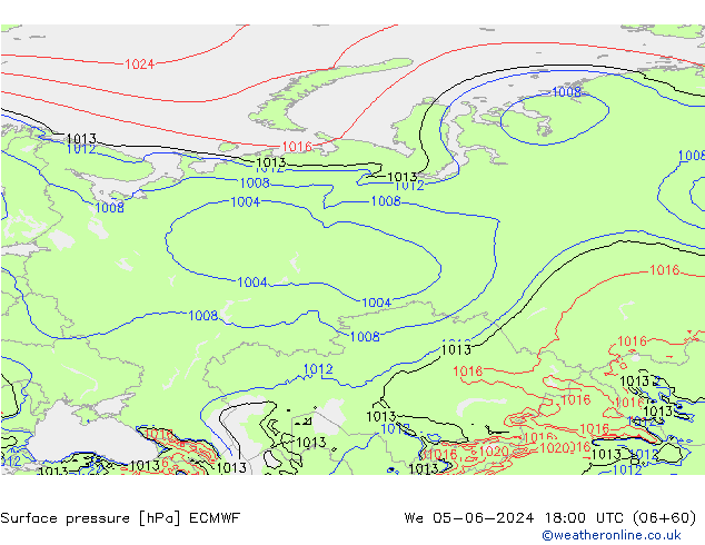 Pressione al suolo ECMWF mer 05.06.2024 18 UTC