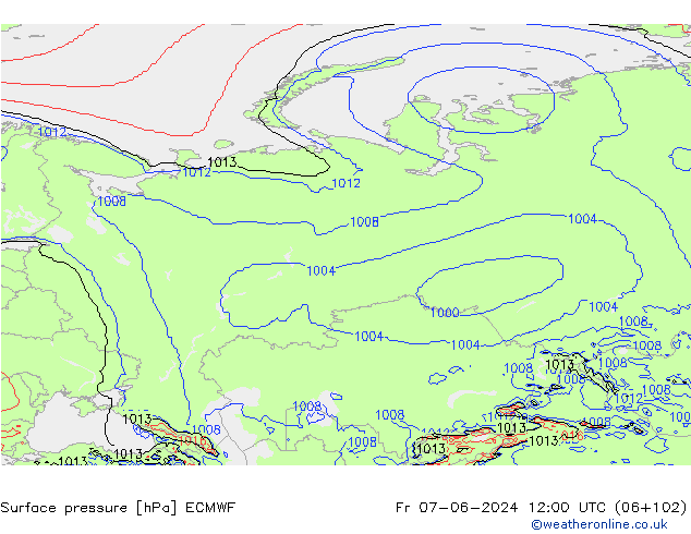 Surface pressure ECMWF Fr 07.06.2024 12 UTC