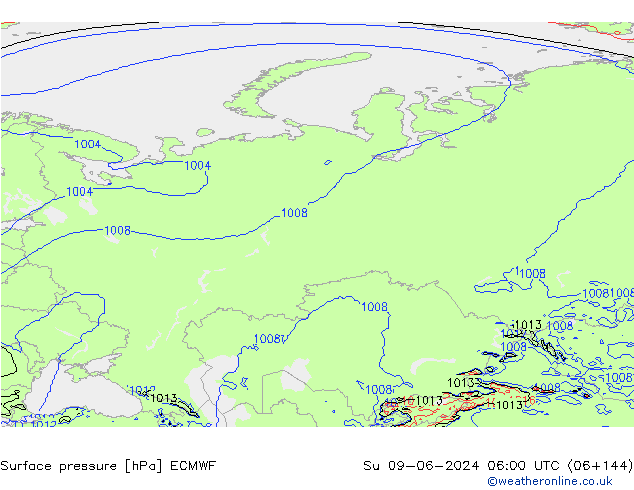 pressão do solo ECMWF Dom 09.06.2024 06 UTC