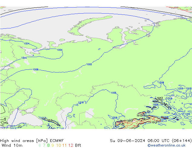 Windvelden ECMWF zo 09.06.2024 06 UTC