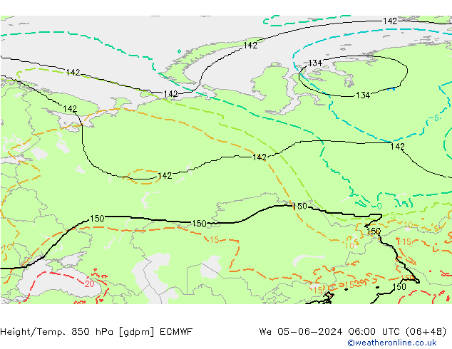 Height/Temp. 850 гПа ECMWF ср 05.06.2024 06 UTC