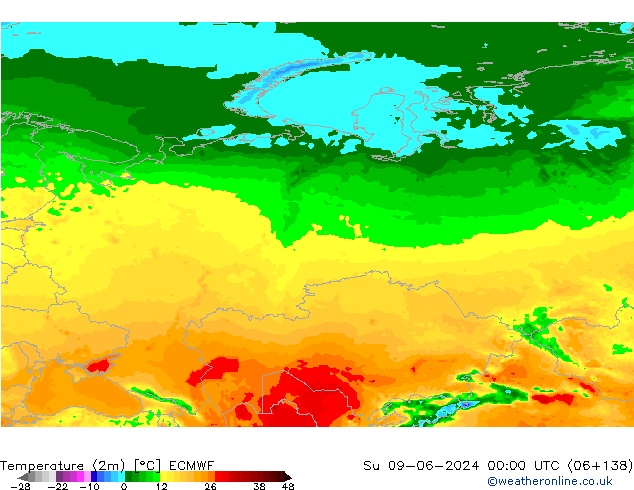 Temperature (2m) ECMWF Ne 09.06.2024 00 UTC