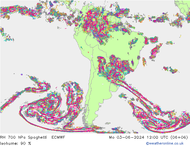 RH 700 hPa Spaghetti ECMWF Mo 03.06.2024 12 UTC
