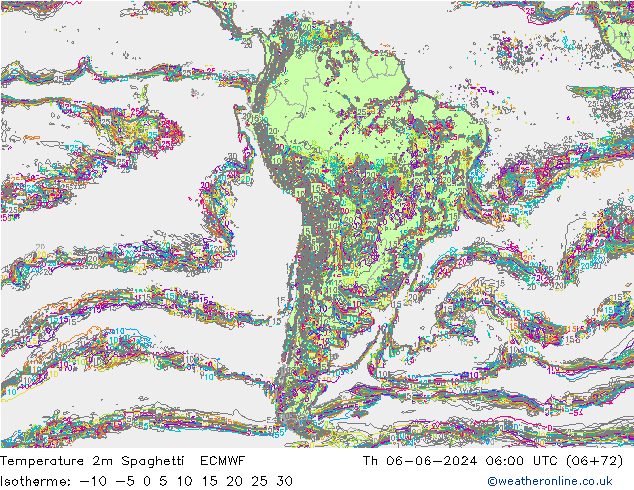 Temperatuurkaart Spaghetti ECMWF do 06.06.2024 06 UTC