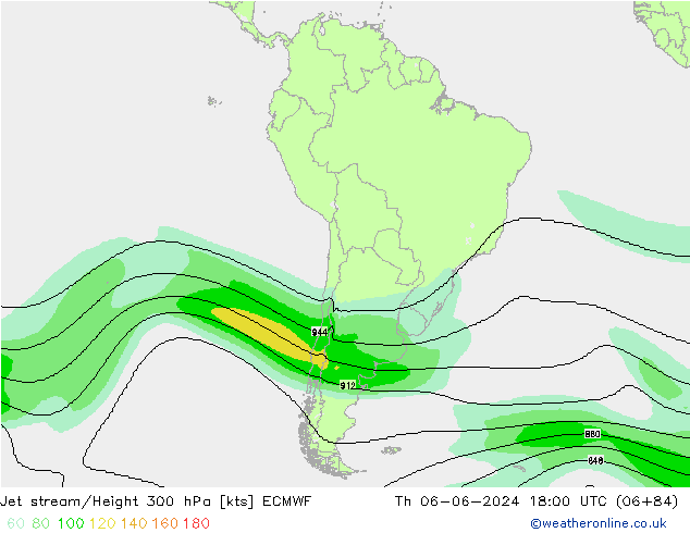 Jet stream/Height 300 hPa ECMWF Th 06.06.2024 18 UTC