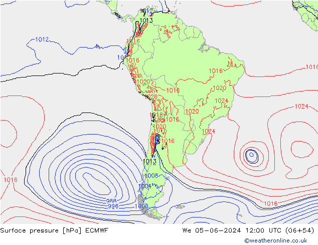 pressão do solo ECMWF Qua 05.06.2024 12 UTC