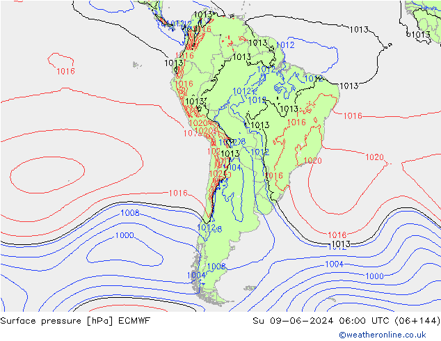 Surface pressure ECMWF Su 09.06.2024 06 UTC