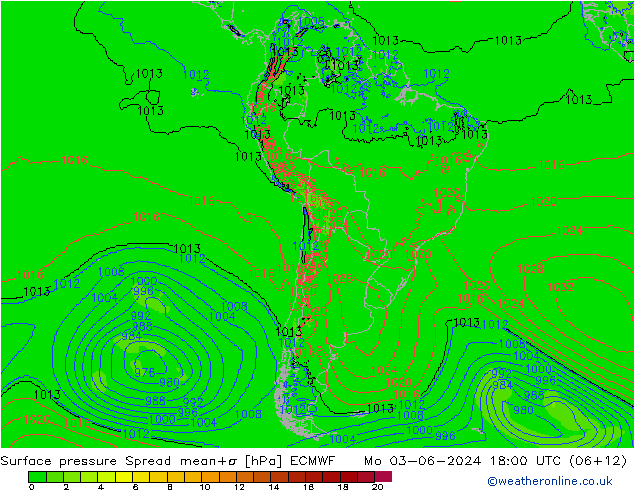 ciśnienie Spread ECMWF pon. 03.06.2024 18 UTC