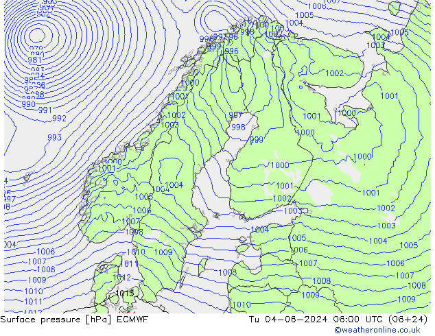 ciśnienie ECMWF wto. 04.06.2024 06 UTC