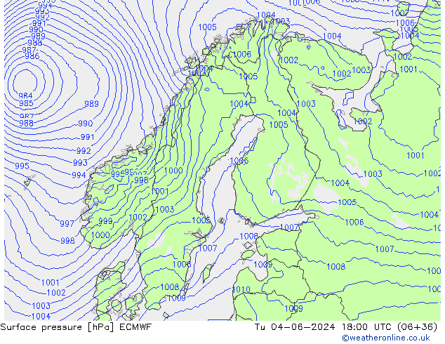 Yer basıncı ECMWF Sa 04.06.2024 18 UTC