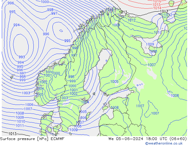 pressão do solo ECMWF Qua 05.06.2024 18 UTC