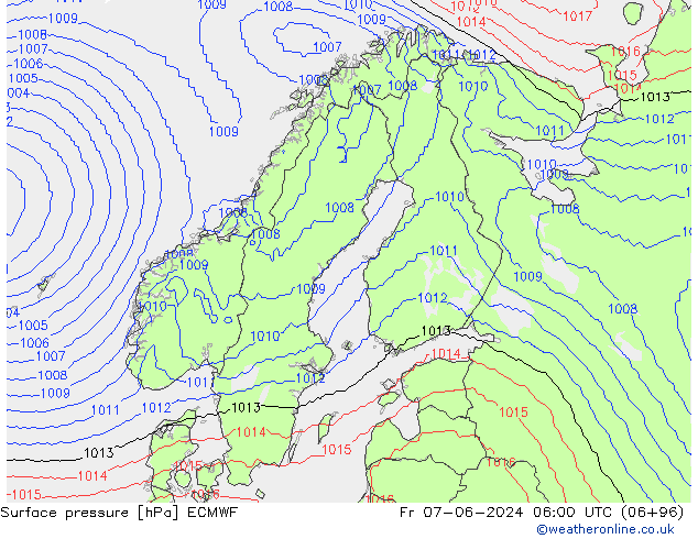 Surface pressure ECMWF Fr 07.06.2024 06 UTC