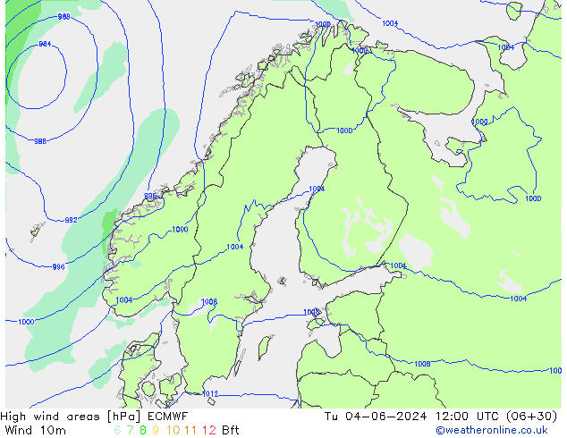 High wind areas ECMWF Tu 04.06.2024 12 UTC