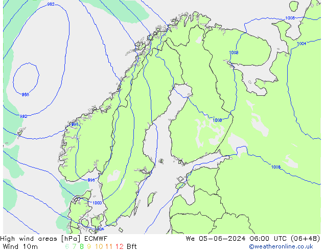 Windvelden ECMWF wo 05.06.2024 06 UTC