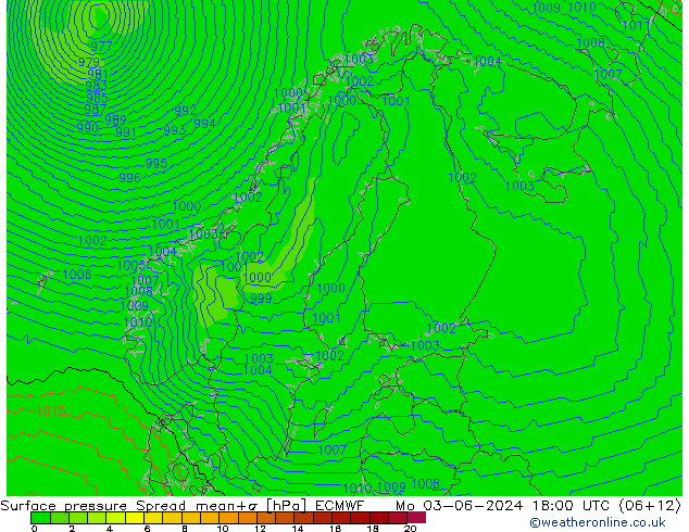 Bodendruck Spread ECMWF Mo 03.06.2024 18 UTC