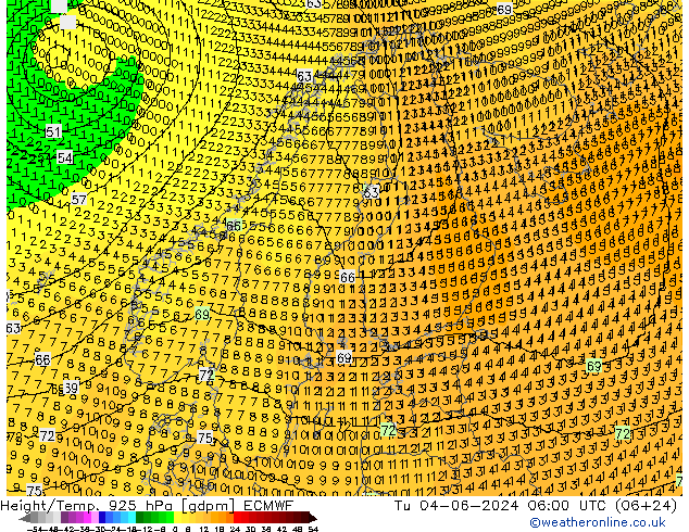 Height/Temp. 925 hPa ECMWF Ter 04.06.2024 06 UTC