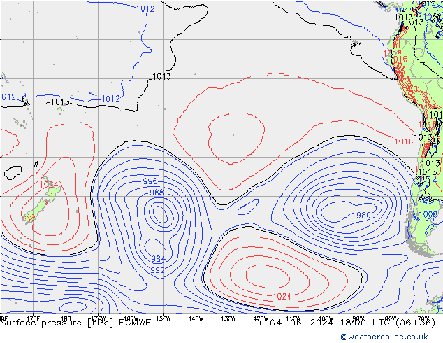 Surface pressure ECMWF Tu 04.06.2024 18 UTC