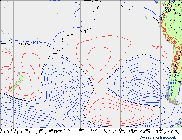 Luchtdruk (Grond) ECMWF wo 05.06.2024 06 UTC