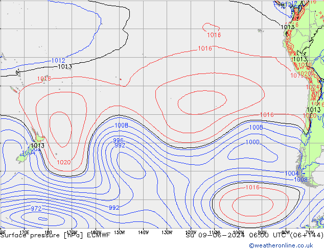 Luchtdruk (Grond) ECMWF zo 09.06.2024 06 UTC