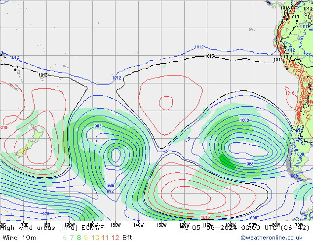 yüksek rüzgarlı alanlar ECMWF Çar 05.06.2024 00 UTC