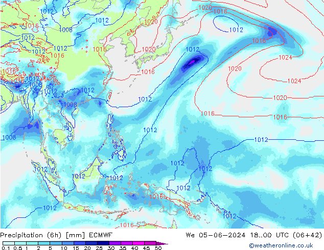 Precipitazione (6h) ECMWF mer 05.06.2024 00 UTC