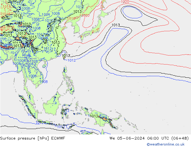 Surface pressure ECMWF We 05.06.2024 06 UTC