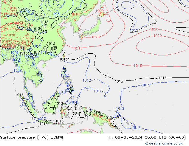 pressão do solo ECMWF Qui 06.06.2024 00 UTC