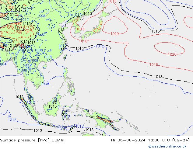 Pressione al suolo ECMWF gio 06.06.2024 18 UTC