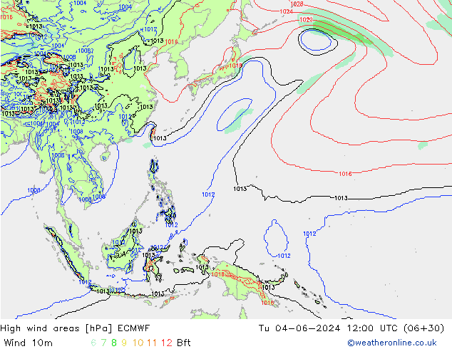 Izotacha ECMWF wto. 04.06.2024 12 UTC