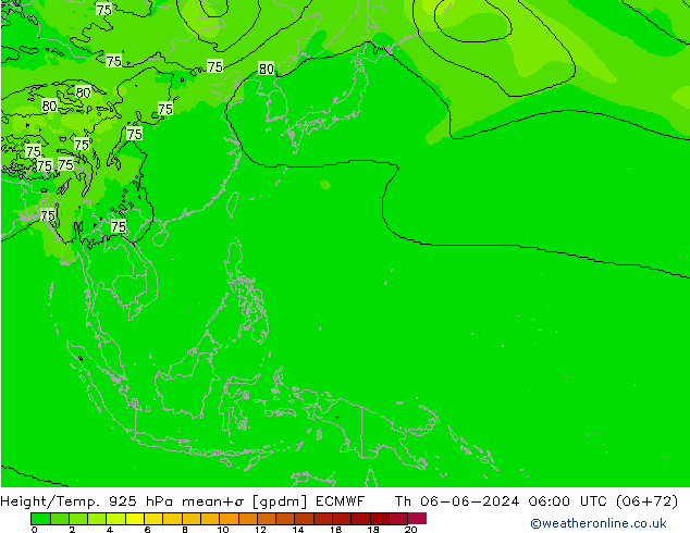 Height/Temp. 925 гПа ECMWF чт 06.06.2024 06 UTC