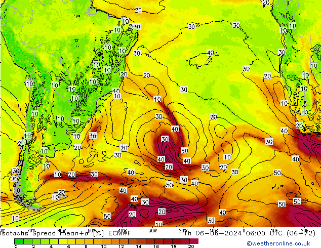 Isotachs Spread ECMWF Th 06.06.2024 06 UTC