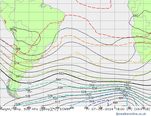 Height/Temp. 500 hPa ECMWF pt. 07.06.2024 18 UTC