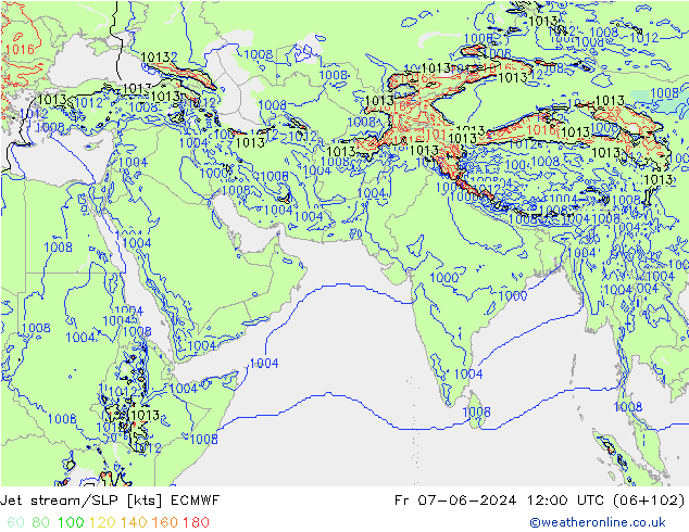 Jet stream/SLP ECMWF Fr 07.06.2024 12 UTC