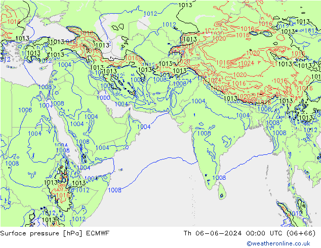 Surface pressure ECMWF Th 06.06.2024 00 UTC