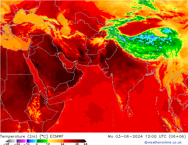 Temperature (2m) ECMWF Mo 03.06.2024 12 UTC